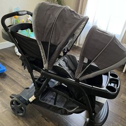 Graco Ready2Grow LX Stroller 12 Riding options fits 2 Infant Car Seats Glacier