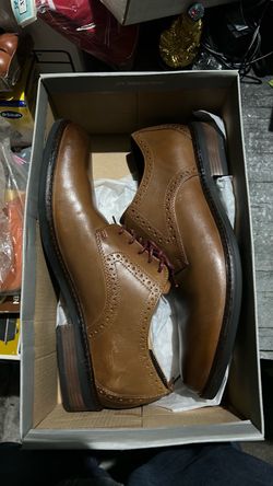 Men's Tan Leather Wingtip Oxford Dress Shoes