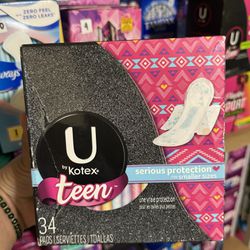 U by Kotex Teen Serious Protection 34 Pads 