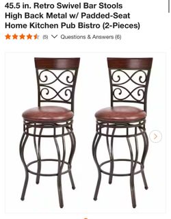 Retro Swivel Bar Stools High Back Metal
