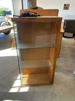 Wood and Glass Display Cabinet with Shelves
