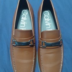 Calvin Klein Zackery 34F9399 Leather Mens Slip On Loafer Shoes Size 11 Brown