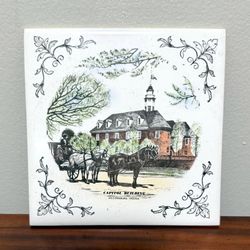 Vintage Capitol Building Williamsburg Virginia Collectible Decorative Ceramic Tile Trivet