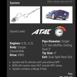Borla Atak Catback Exhaust + X Pipe C6 Corvette 