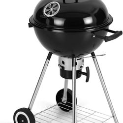 Brand New 18 inch Kettle Charcoal BBQ Grill with Wheels, Portable Charcoal Grill with Porcelain-Enameled Lid & Ash Catcher for Outdoor Cooking Barbecu