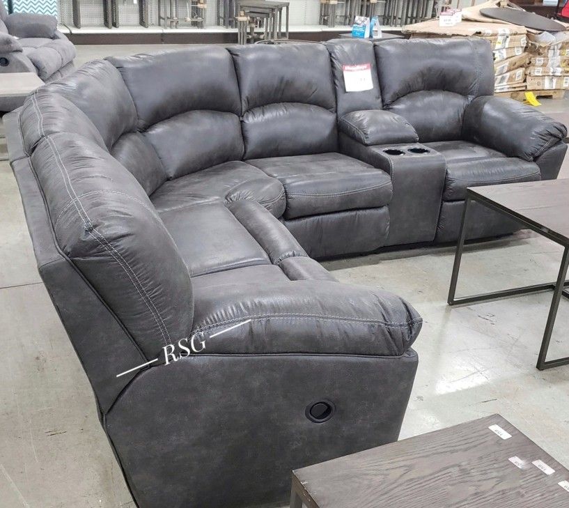 Curved Design Reclining Sectional Couch With Center Console Set Color Options ⭐$39 Down Payment with Financing ⭐ 90 Days same as cash