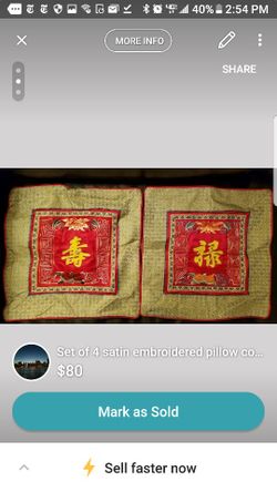 Set of 4 embroidered silk pillow cases