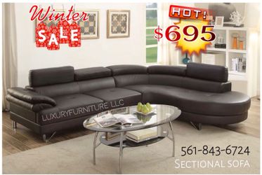 New dark espresso bonded leather sofa sectional