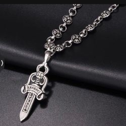 Chrome Necklace Off White Silver Dagger/Hearts/Sword CH mm6 Designer Rhude Plein