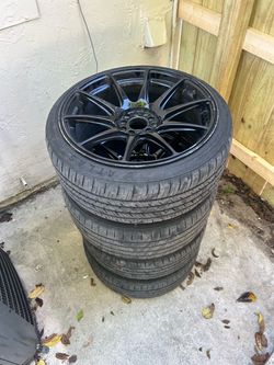 Set of 4 Black Rims with Atlas Tires