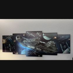 Beautiful Star Wars Mural on Wood-New Condition! 40”x15”