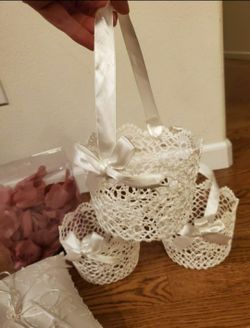 Beautiful set of 3 baskets for flower girl,a ring pillow and rose petals