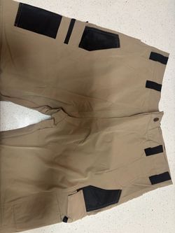Tan Tactical Work Pants with Black Reinforcements