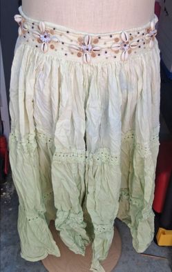Jane Ashley Tiered Boho Skirt – Light Green – Size L