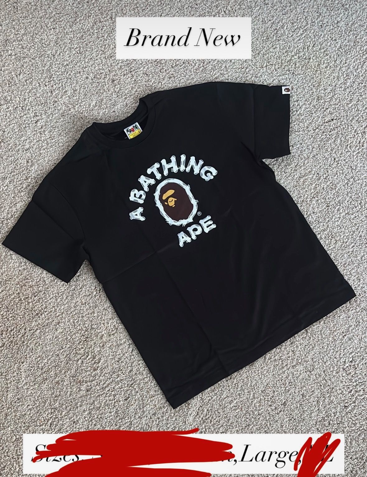 BAPE A Bathing Ape Check by Bathing Tee Black/Beige Men Black A