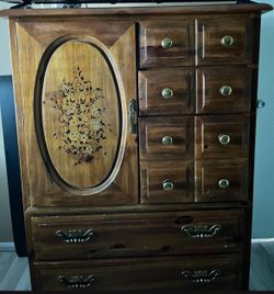 Vintage Wood Dresser with Floral