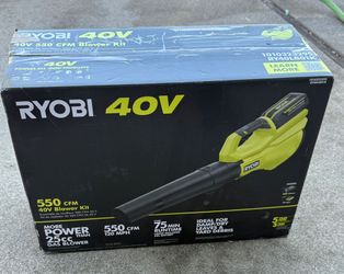 RYOBI 40V 120 MPH 550 CFM Cordless Battery Leaf Blower With 4.0 Ah Battery and Charger