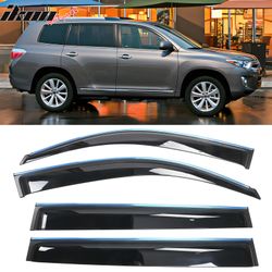 Fits 2008-2013 Toyota Highlander PC Window Visors Deflector With Chrome Trim 4PCS