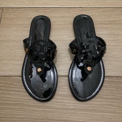 Tory Burch Patent Leather Black Miller Sandals Size 8.5