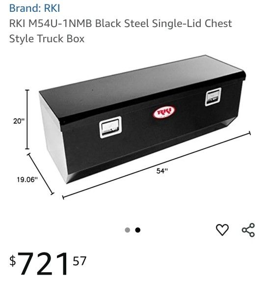 🆕️RKI M54U-1NMB Black Steel Single-Lid Chest Style Truck Box
