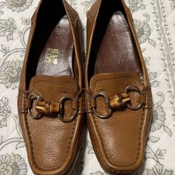 VINTAGE GUCCI LEATHER DRIVING BAMBOO HORSEBIT LOAFER TAN SIZE 36.5 EU / 6.5 US - RETAIL $975