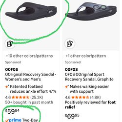 OOFOS sandals Black original sandal;  Unisex; Men’s size 8/ Women’s size 10