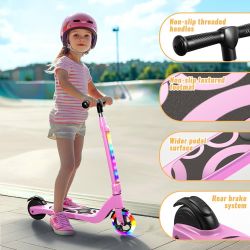 Electric Scooter for Kids Ages 6-12, LED Light-Up Deck, Kids Scooters with 3 Adjustment Levels Handlebar to 36 Inches High,5.3" Wheel UL Certificated 