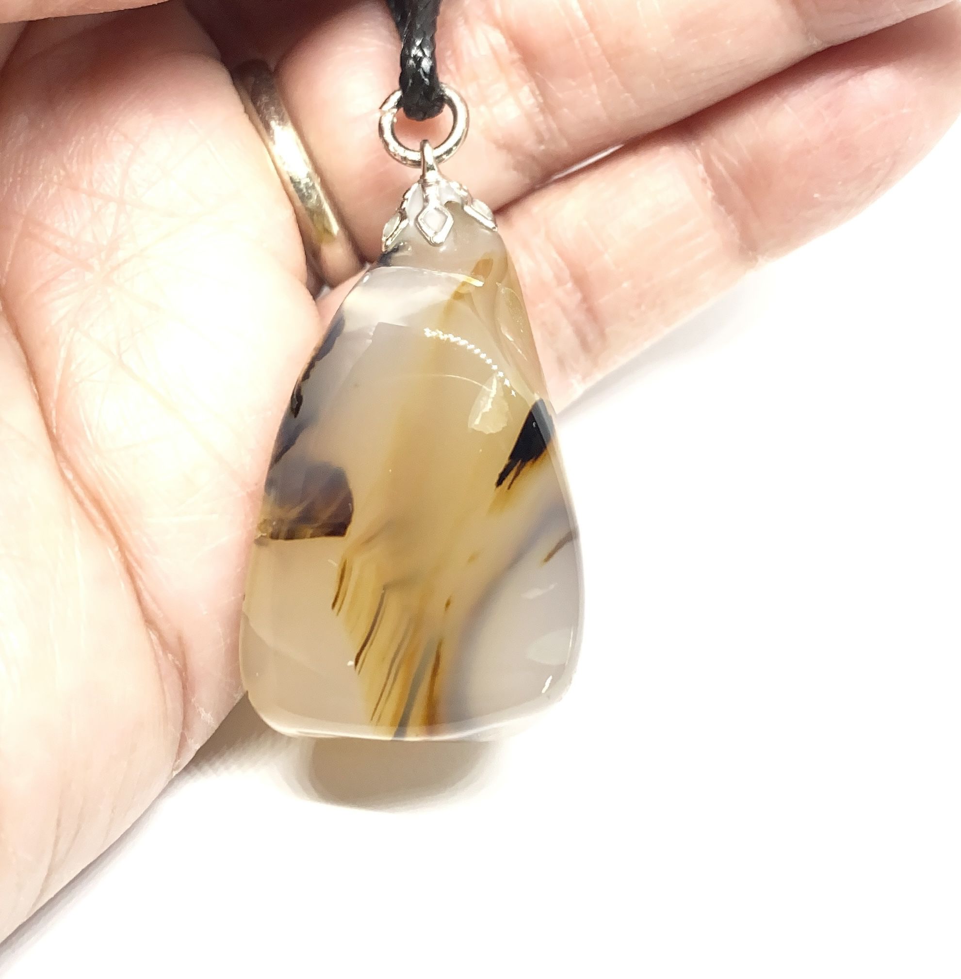 Dendritic Agate Polished Stone  Pendant Necklace from USA 