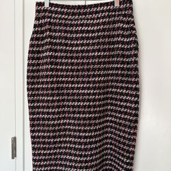 PINCO  NWT Midi Skirt tweed pencil skirt US 8 cotton Red blue white