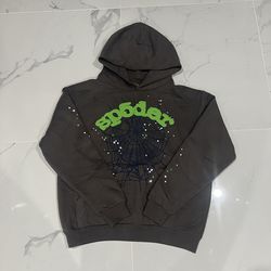 Grey & Green sp5der hoodie size m