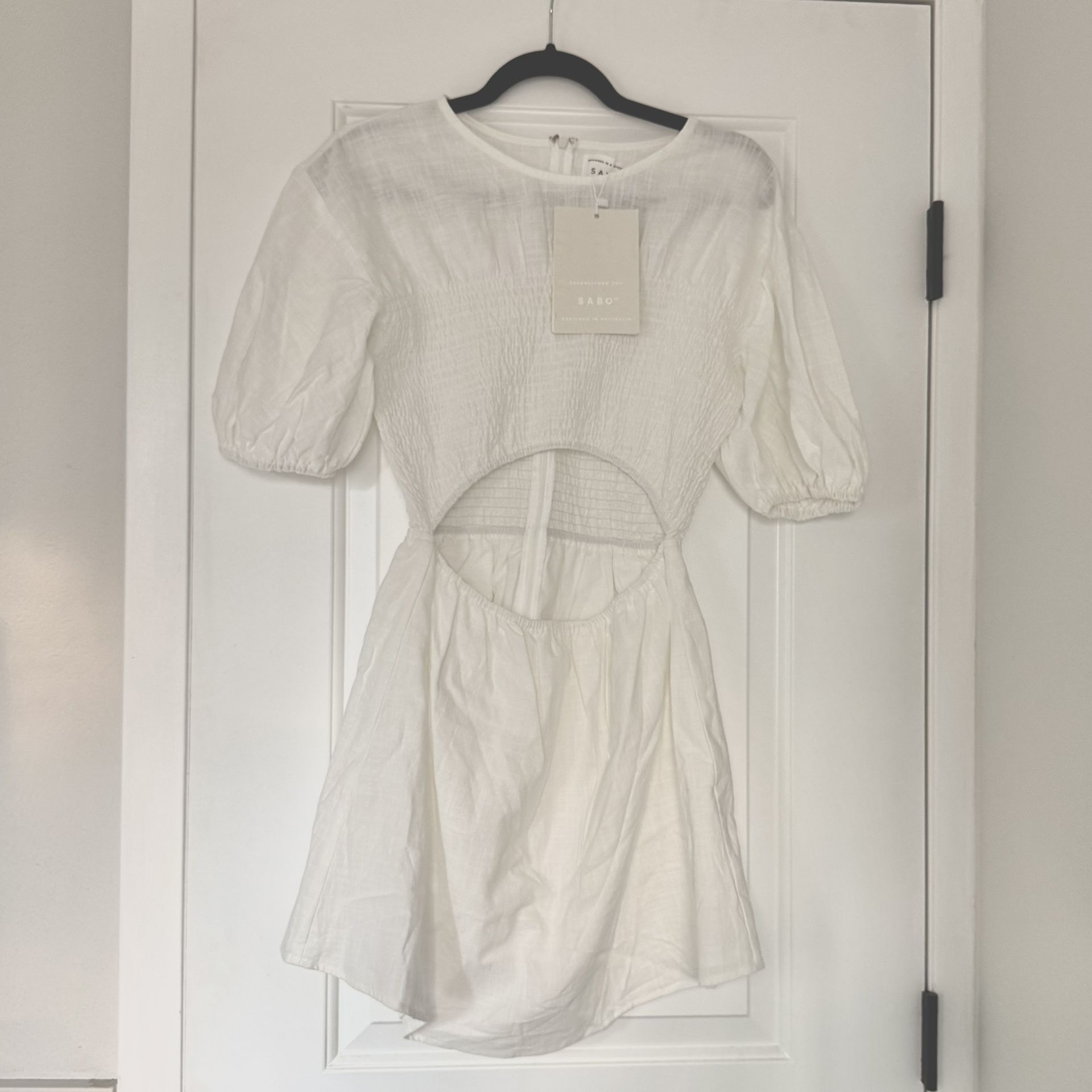 NWT Sabo Skirt White Cutout Dress Size 4 Brand New Boho Designer Mini Dress