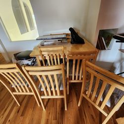 Dining Set With 6 Chairs With Extension Leag