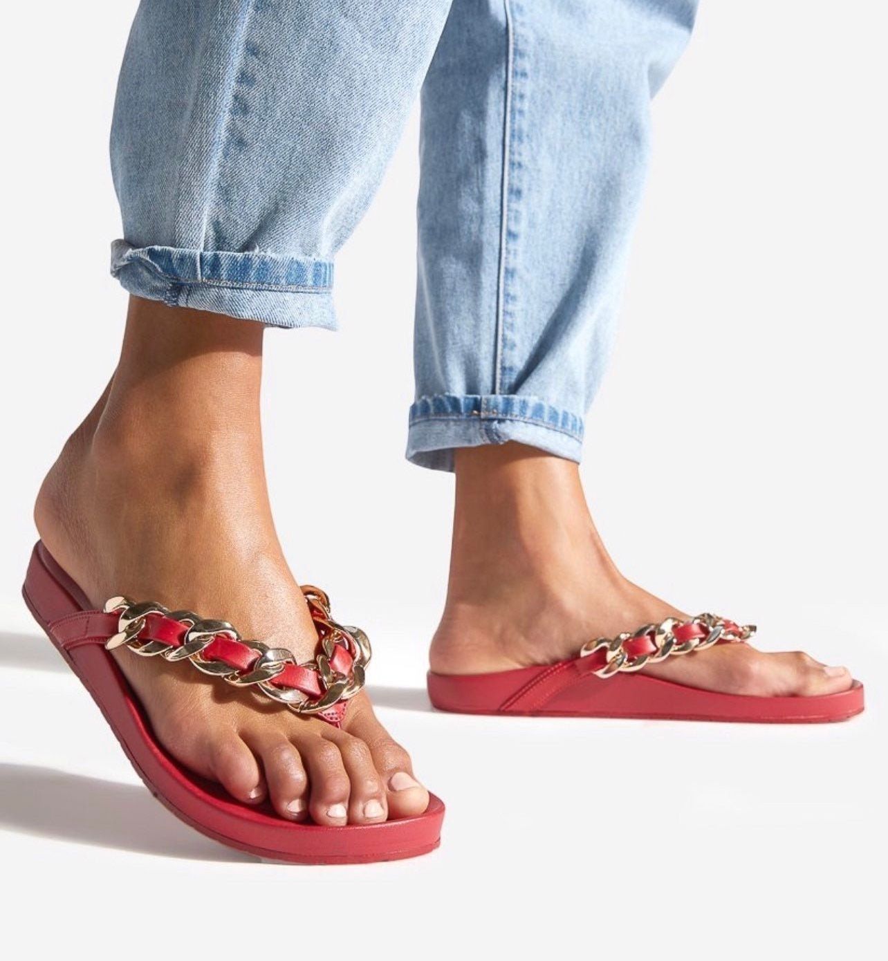 Flat Sandal Red Size 7 New In Box
