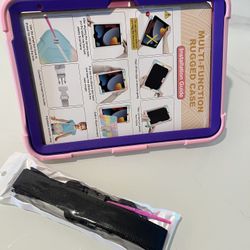 iPad 10th Generation Case Pink/Purple w/kickstand & Carrying Strap