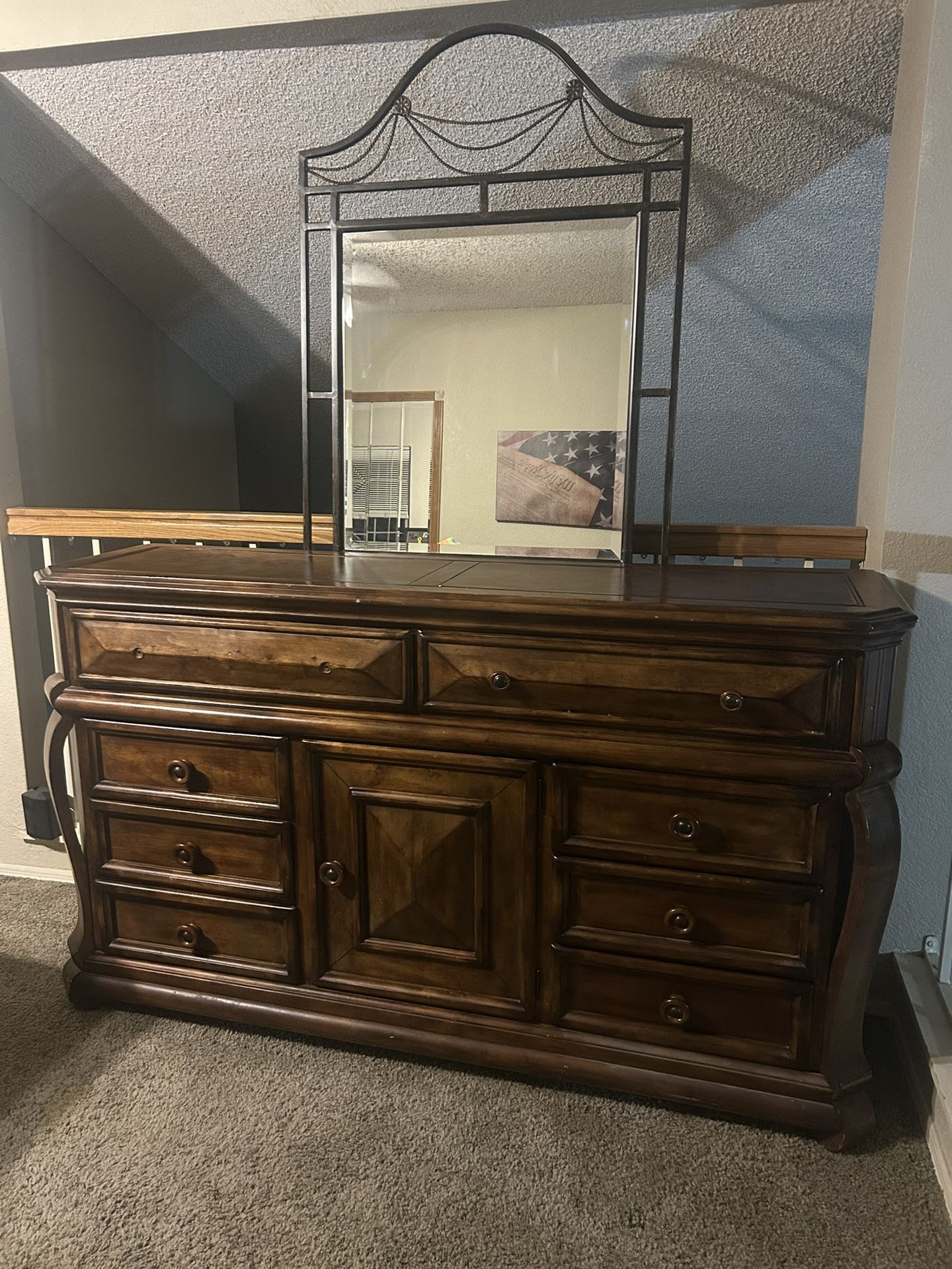Heavy Solid wood dresser With Mirror