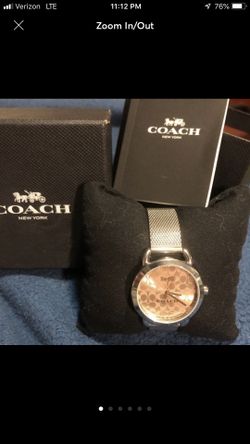 Coach silver pink signature C mesh adjustable watch