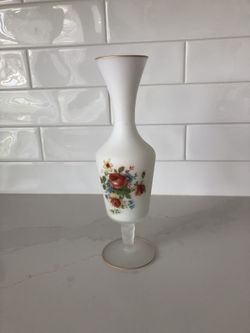 Vintage 1970’s White Frosted Glass Footed 10” Bud Base