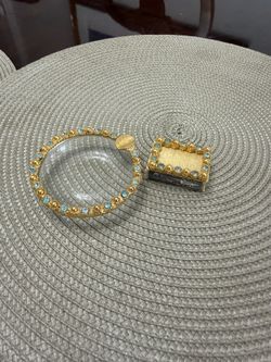 Vintage Glass Ashtray & Match Holder – Hollywood Regency Style