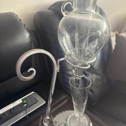 Vintage Decorative Glass and Metal Wine Dispenser Stand – Elegant Home Decor Piece