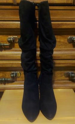 Knee Length Black Boots with Heels