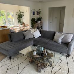 Large Charcoal Gray L-Shaped Sectional – Seats 6  (Pickup Friday LA)