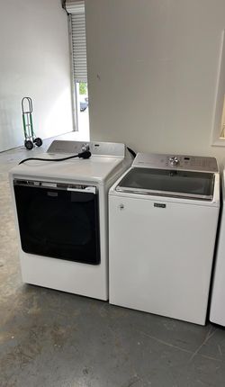 Maytag Top Load Washer + Electric Dryer Set – Glass Lid, White