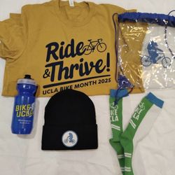 UCLA Bike Month 2025 Bundle - Shirt (L), Beanie, Socks, Water Bottle & Bag - NEW