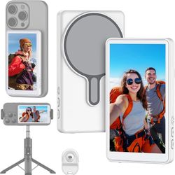 Vlog Selfie Monitor Screen, Wireless Back Camera Monitor for iPhone & Android, Magnetic Selfie Screen with Bluetooth Remote for Selfie/Vlog/Live Strea