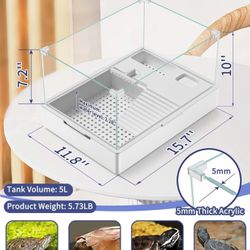 Small Turtle Tank Kit(Tank + Water Pump), Acrylic Turtle Tank Starter Kit