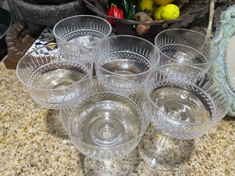 Set of 6 Crystal Cut Champagne Coupe Glasses
