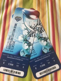 2 tickets to cotton bowl