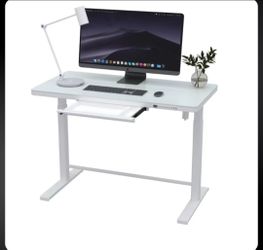 Glass Electric standing desk - adjustable height office computer desk