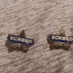 2 VINTAGE ECKERDS RX PHARMACY DRUG STORE PINS