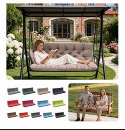 Outside Benches Cushion with Backrest, Thicken Waterproof Swing Cushions